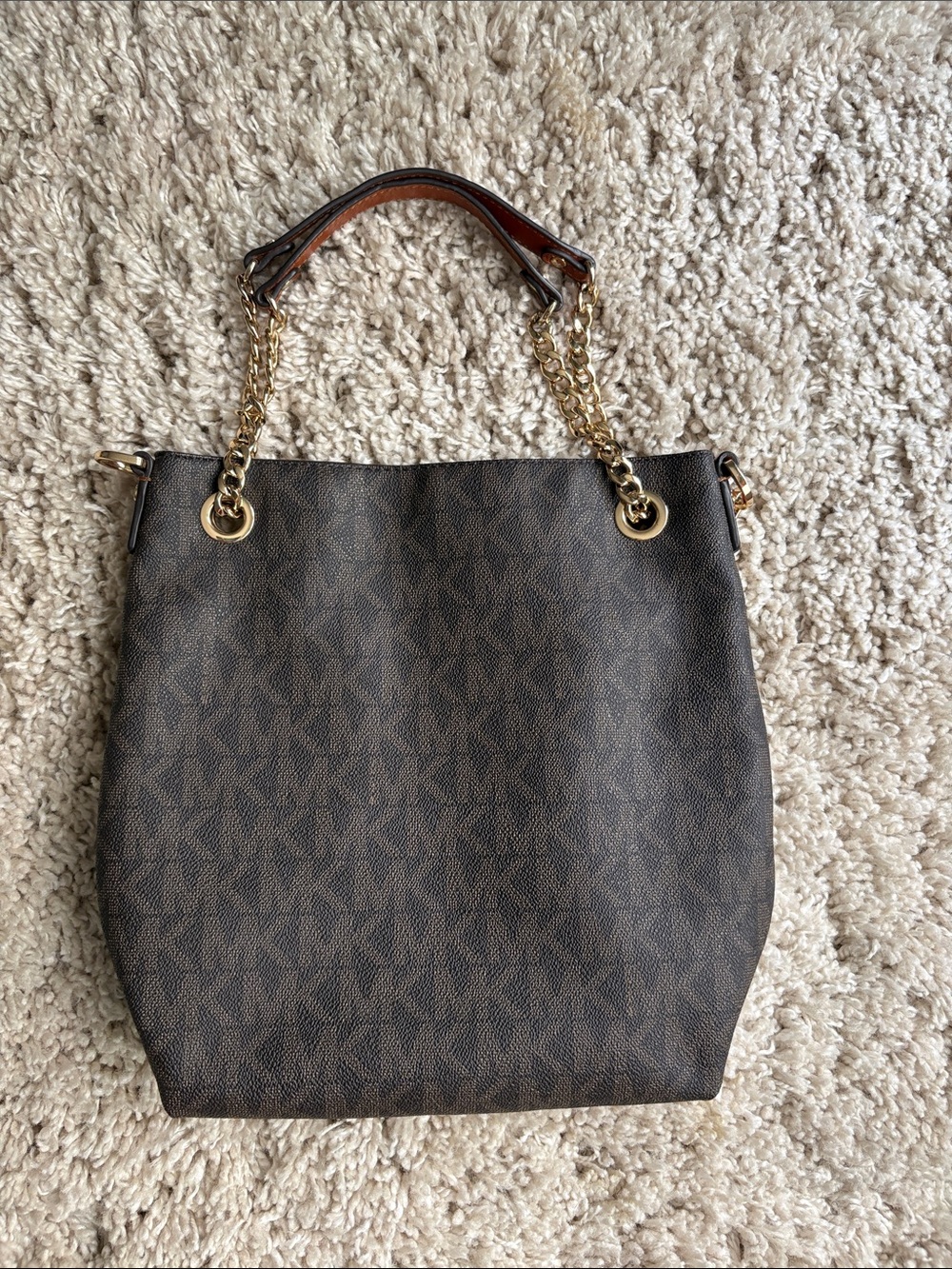 Michael Kors Brown Logo Chain-Handle Shoulder Tote